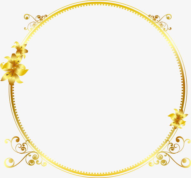 金色花纹圆形边框