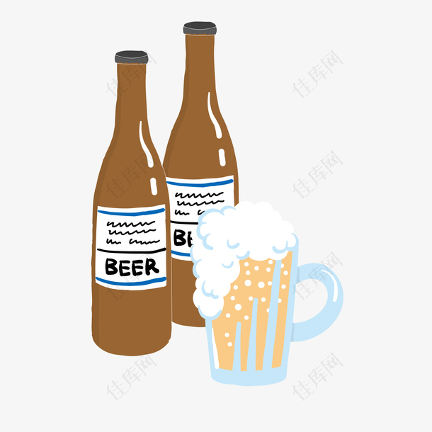 饮品设计 酒水饮料 啤酒 卡通 手绘 矢量图