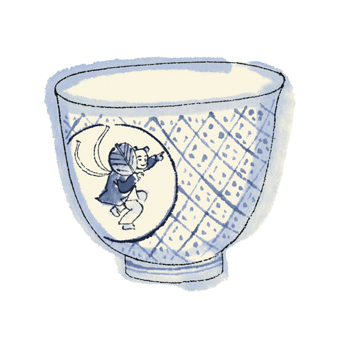 水彩青花瓷碗