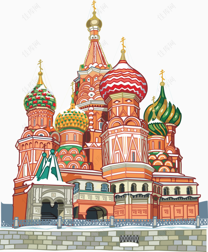 卡通 手绘 城堡 房子 建筑 别墅 欧洲 贵族 堡垒 城池 俄罗斯