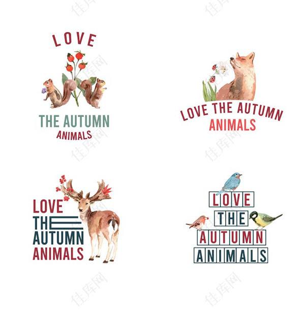 秋天和动物标志