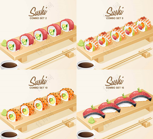 寿司美食主题矢量