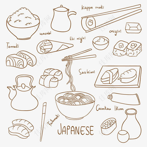 手绘日本美食元素