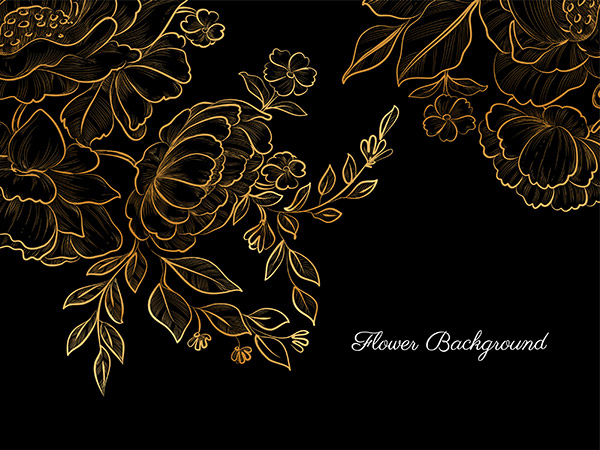 免费下载金色手绘花素材 金色手绘花图片 金色手绘花设计素材 佳库网