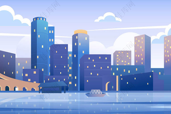 城市建筑街景插画