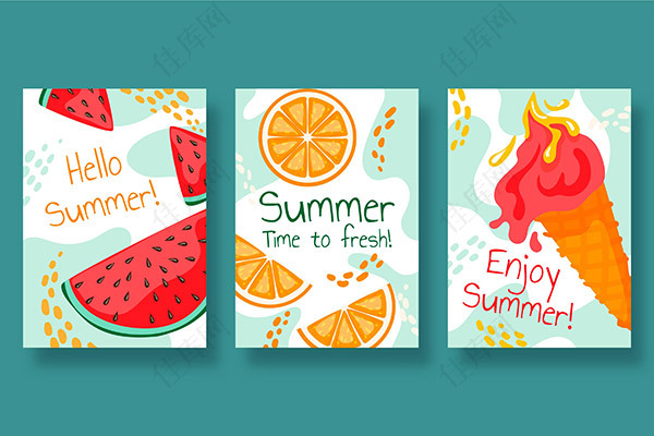 夏季手绘系列卡片