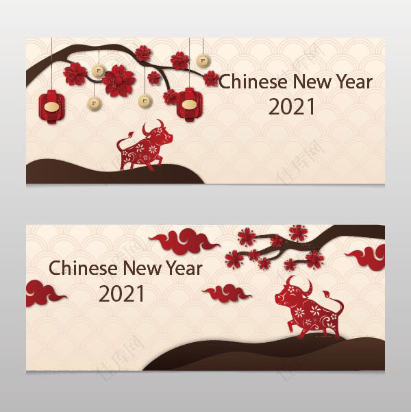 中国新年剪纸横幅