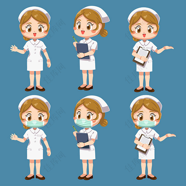矢量护士人物插画