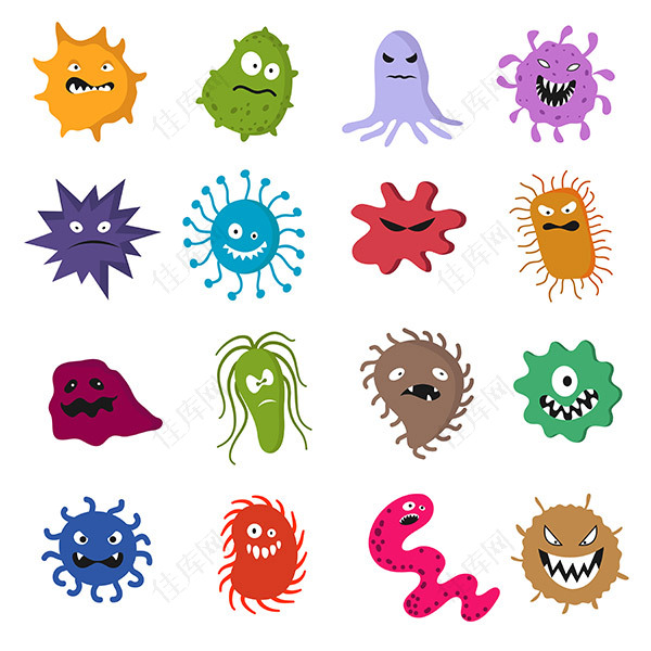 卡通可爱的病毒细菌