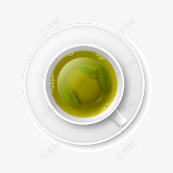 矢量绿叶茶汤