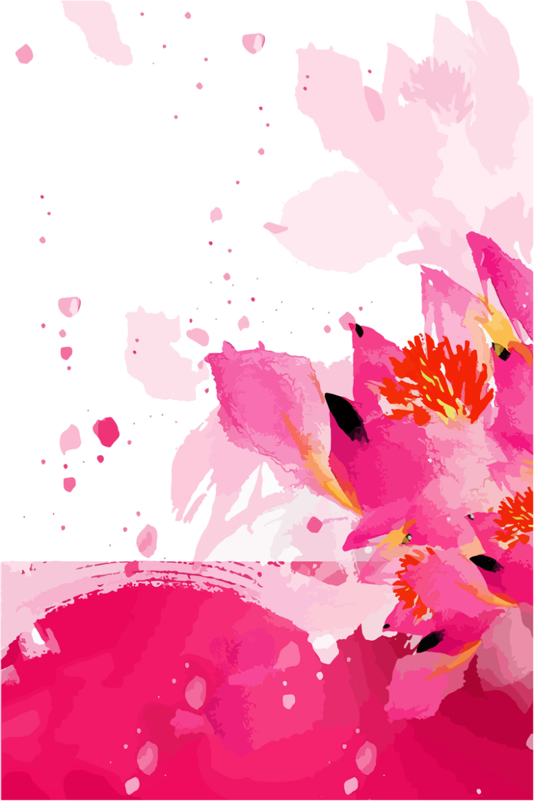 花卉植物粉色手绘水彩矢量海报