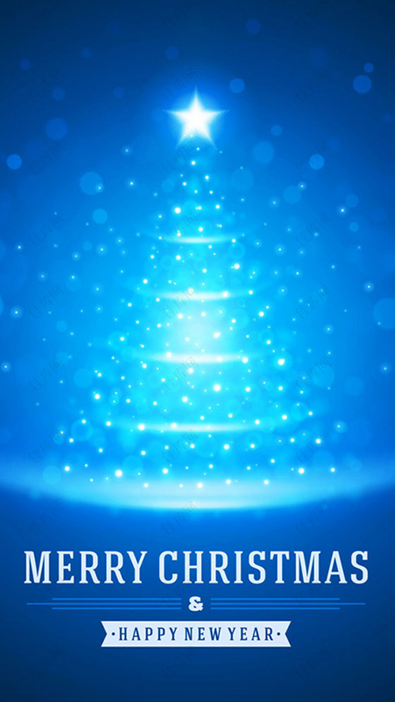 蓝色星光圣诞节矢量H5背景素材