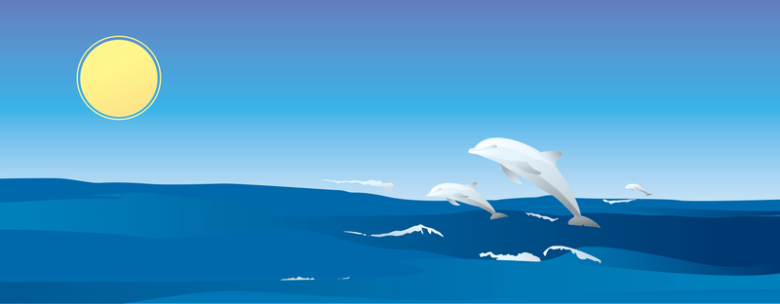 大海里海豚矢量背景图