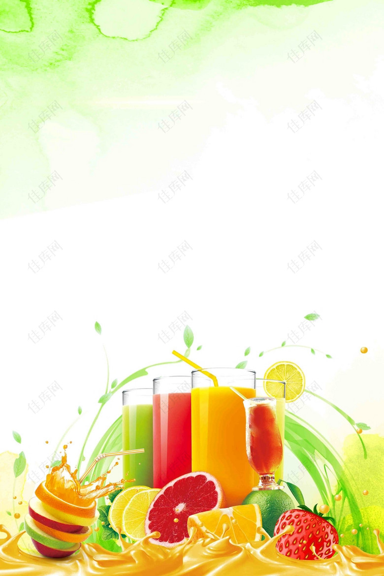 鲜果奶茶甜品冷饮店海报背景素材