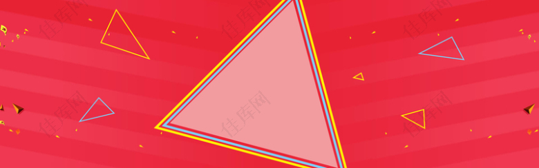 红色几何三角促销背景