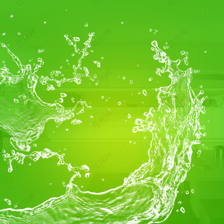 绿色水花净水器促销海报背景素材