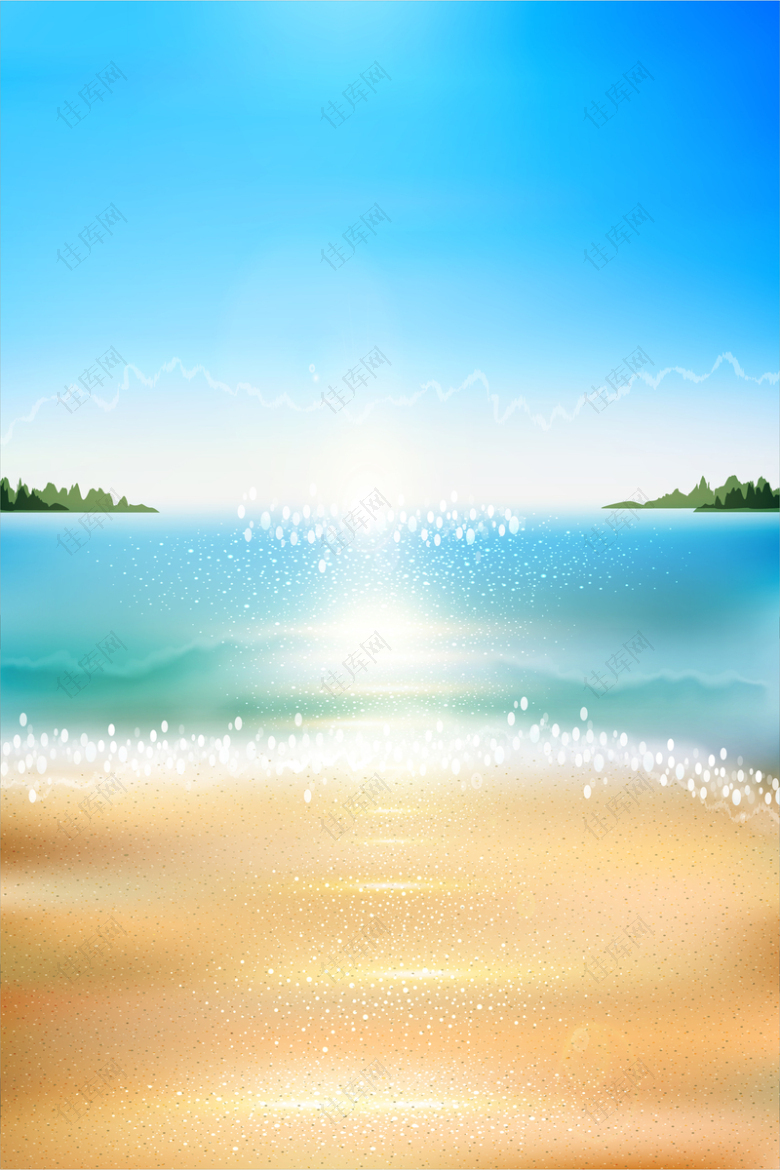 蓝色清爽海滩背景