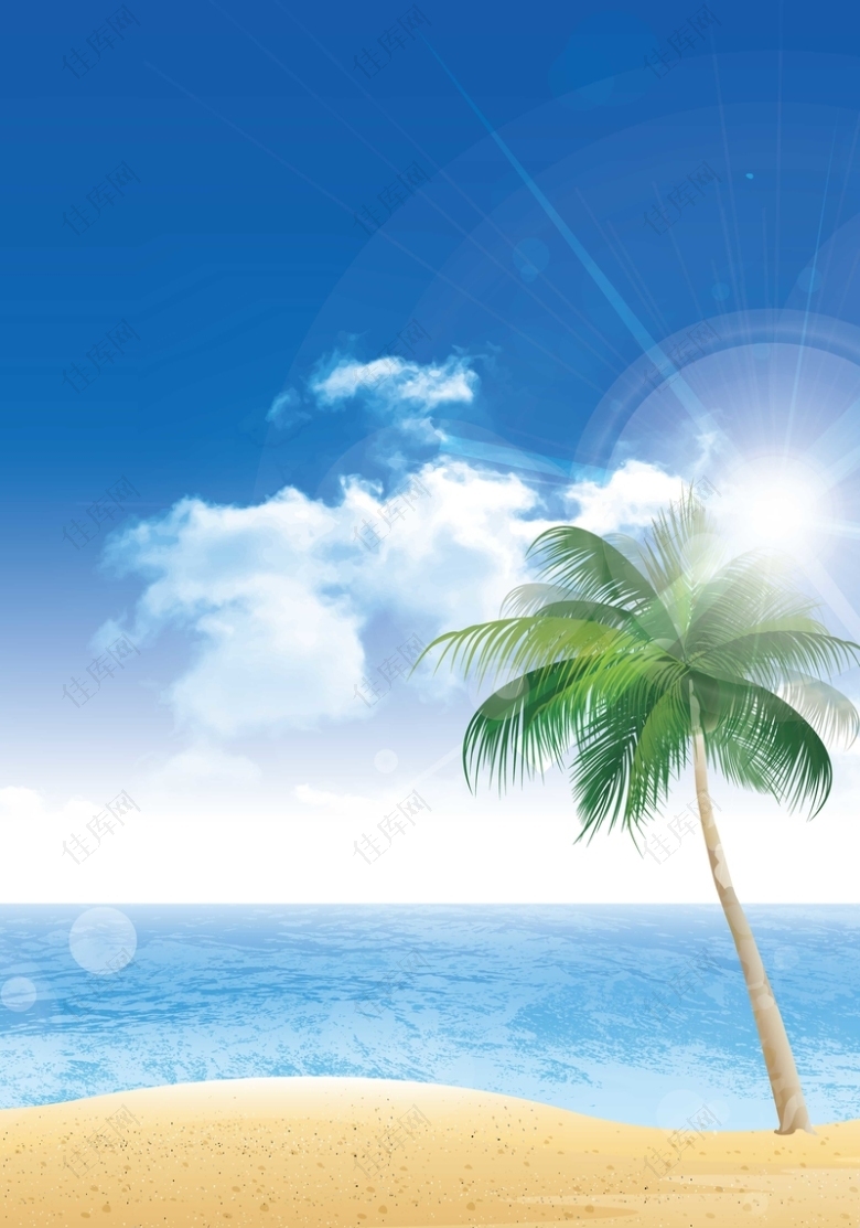 海滩椰树背景模版