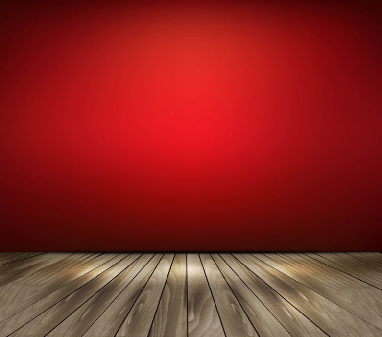 矢量大气红色墙壁木质地板背景