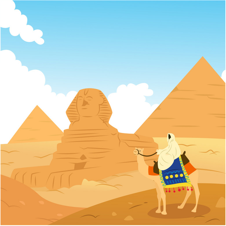 卡通骆驼埃及金字塔背景素材