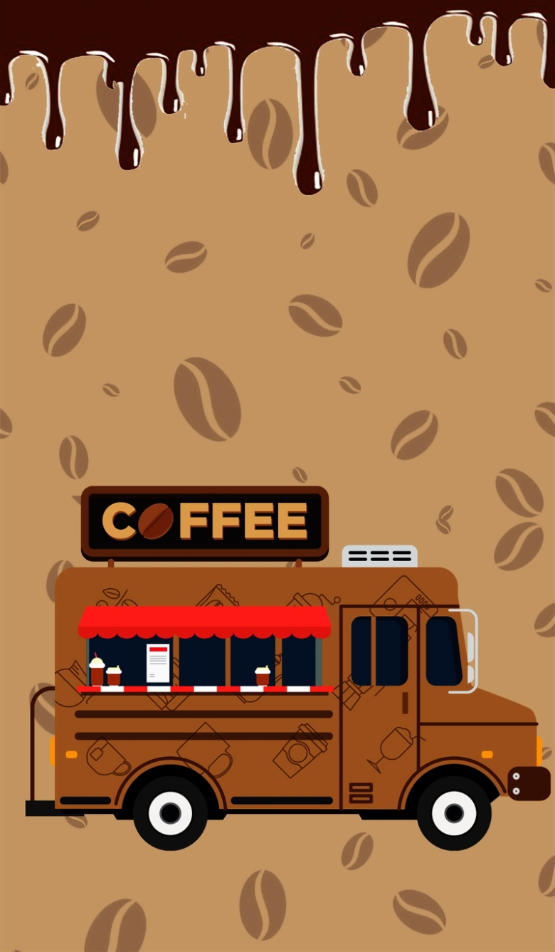 咖啡配送车海报背景素材
