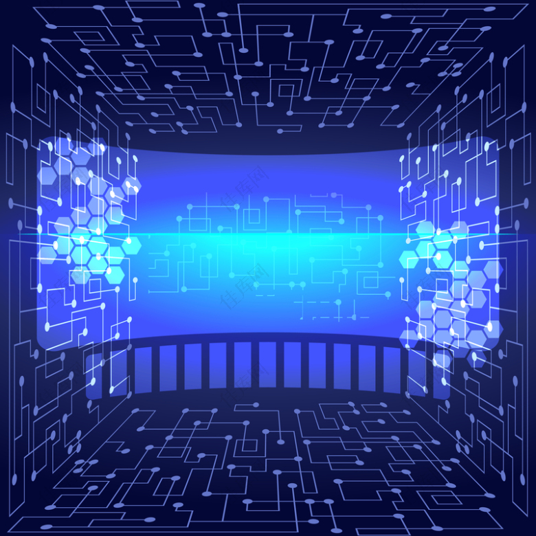 虚拟现实科技质感电路蓝色背景素材