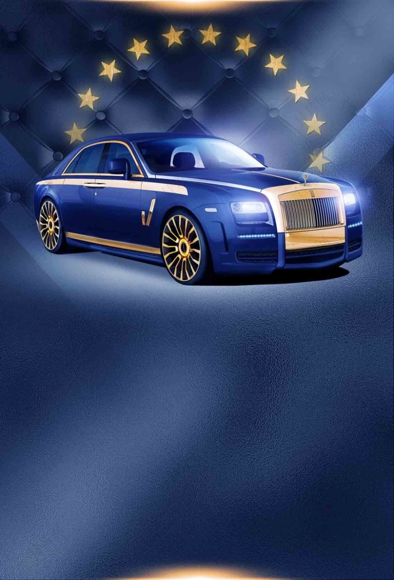 蓝色汽车金融海报