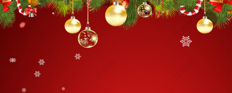 圣诞节铃铛红色banner