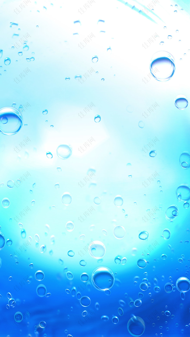 蓝色渐变水感泡泡PSD分层H5背景素材