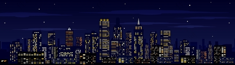 城市夜景剪影背景模板