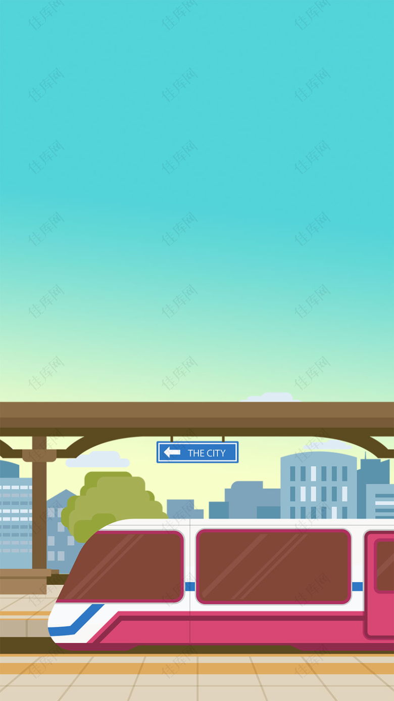 简约春运火车大气背景图