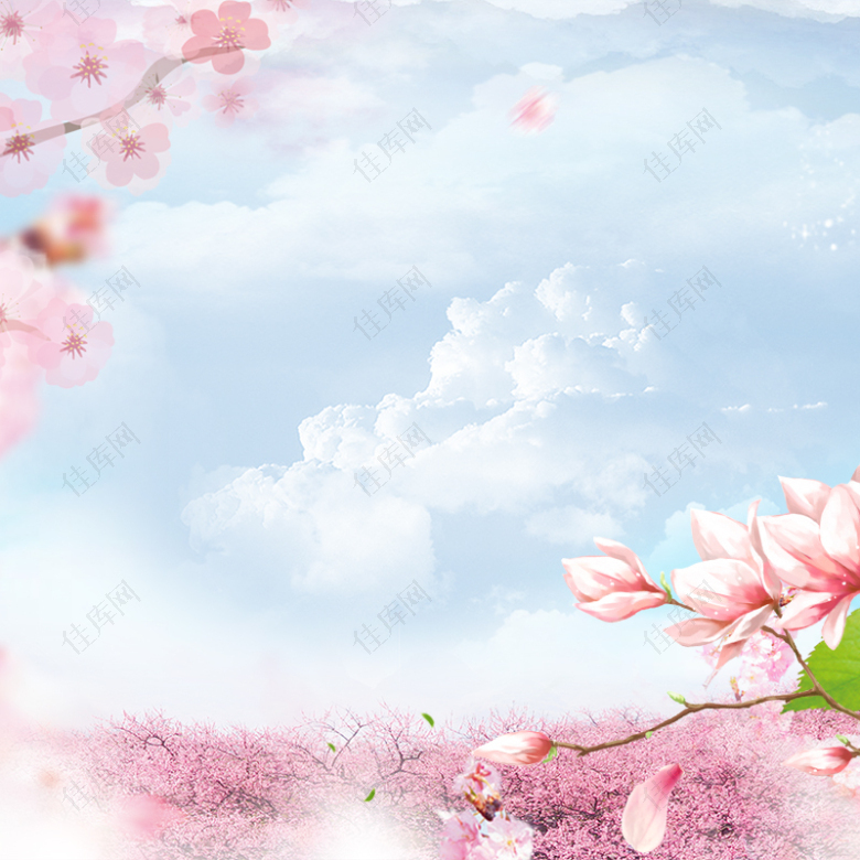 粉色桃花春季主图背景