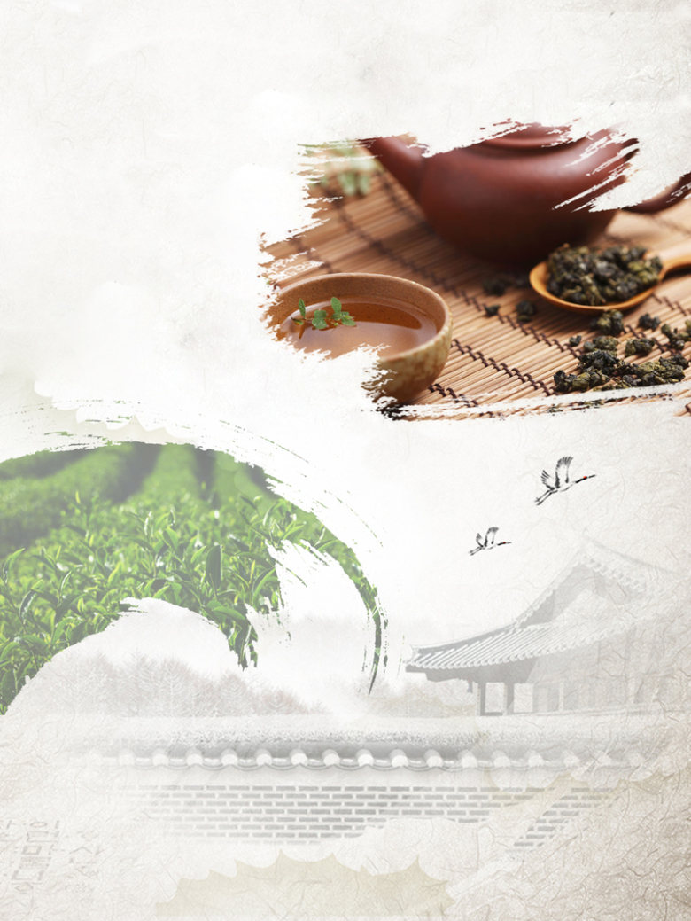 水墨淡雅茶文化传统茶海报背景素材