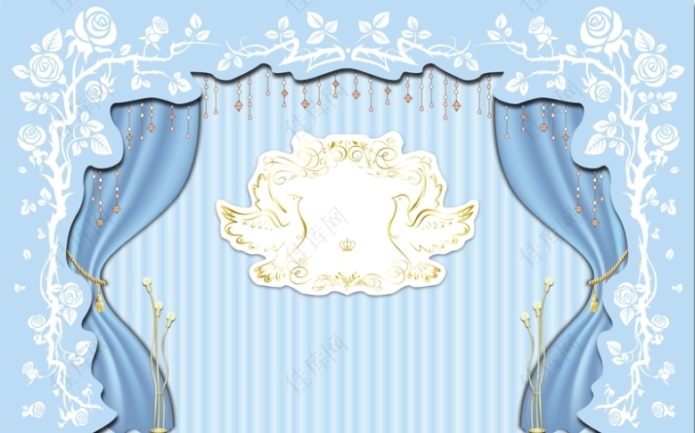 蓝色婚礼婚庆海报背景模板