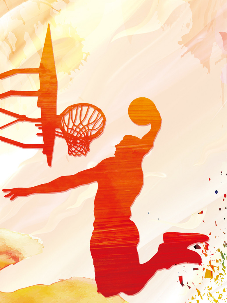 红色剪影篮球社团招新海报背景素材