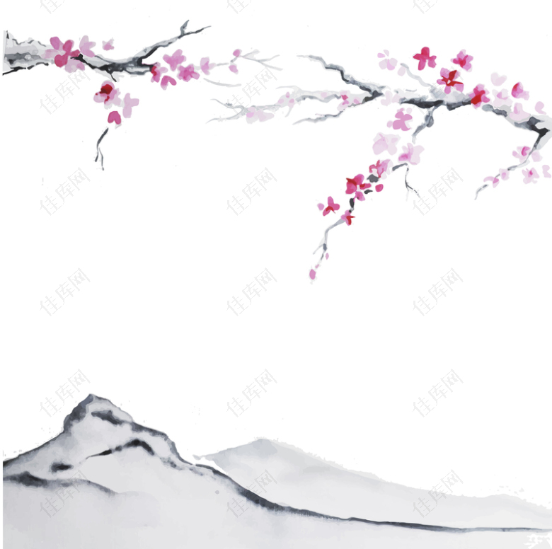 中国风水墨画海报招贴画册水彩背景素材