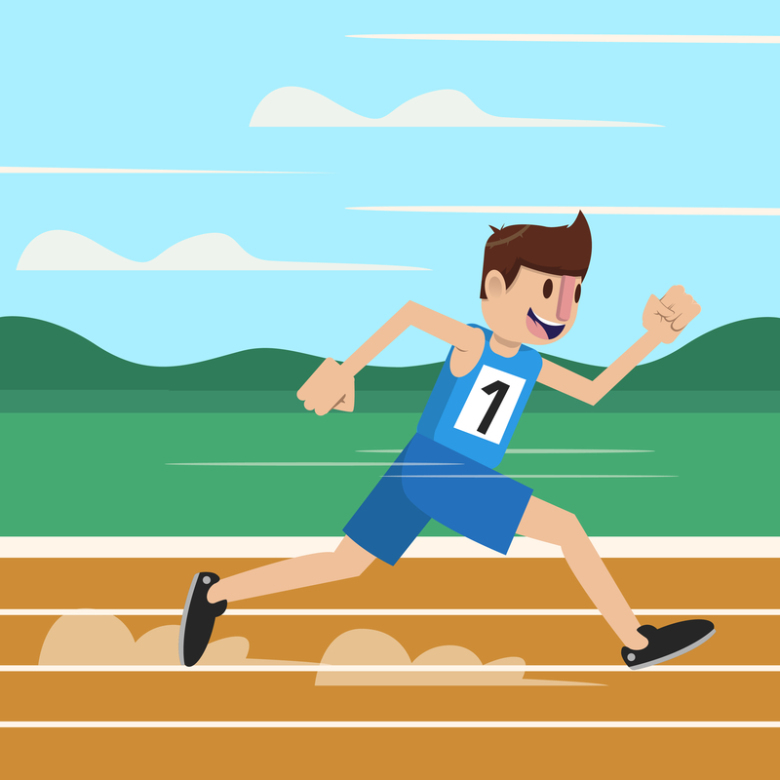 卡通运动员跑步背景素材