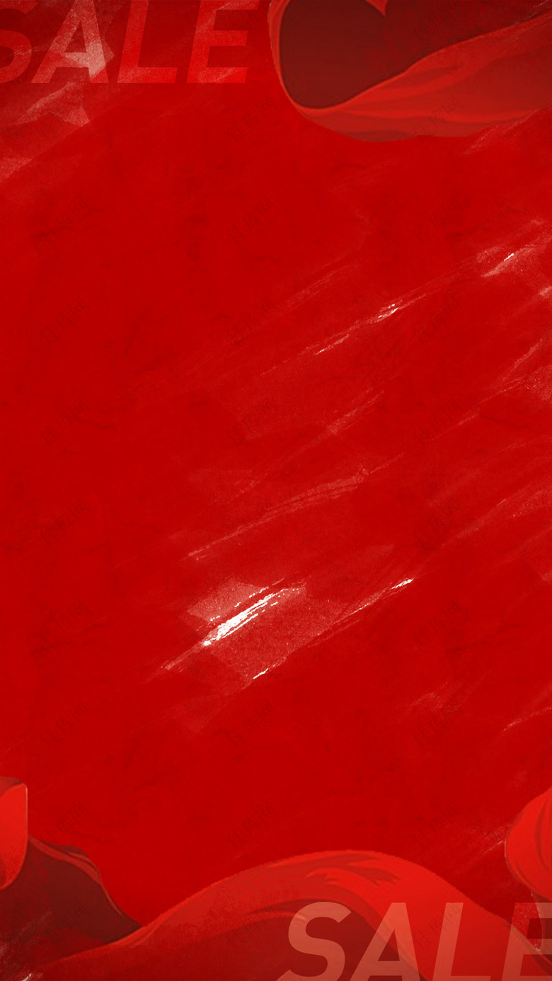红色简约手绘促销PSD分层H5背景素材