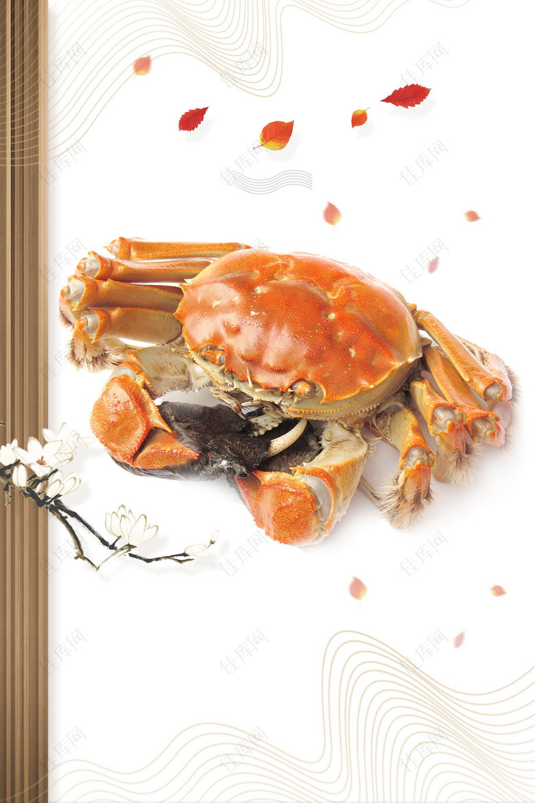大闸蟹螃蟹美食大餐背景素材