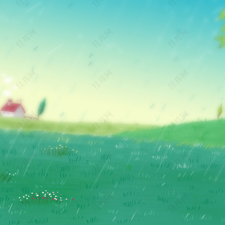 绿色草坪雨滴背景