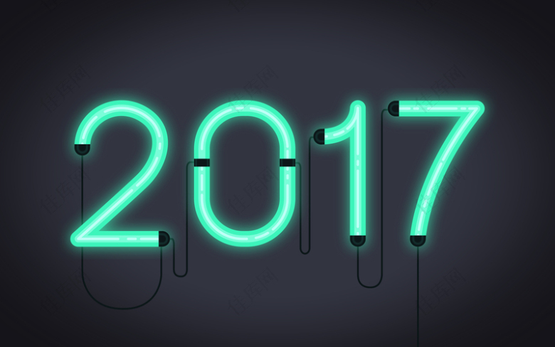 2017新年科幻灯光背景海报
