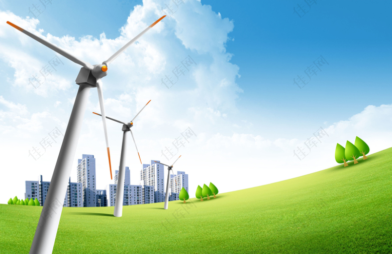 城市未来风力发电海报背景素材