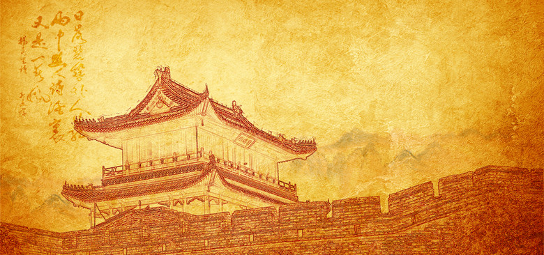 中国风素描古建筑