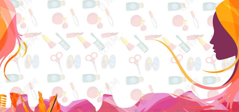 女生节卡通粉色化妆品banner海报