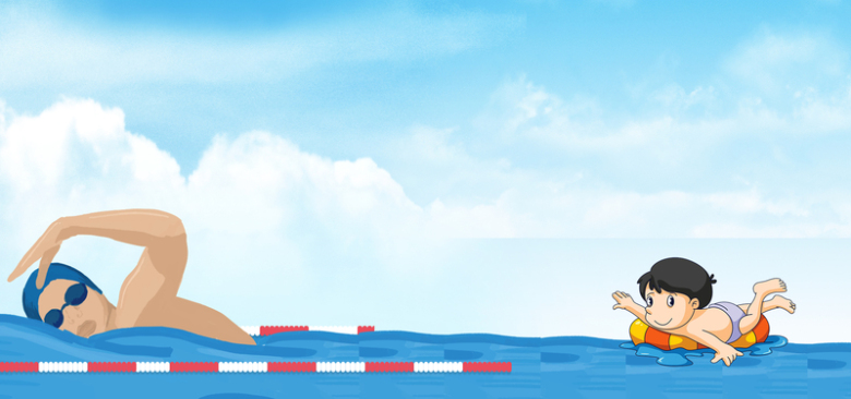 暑期游泳班海报文艺卡通蓝色背景