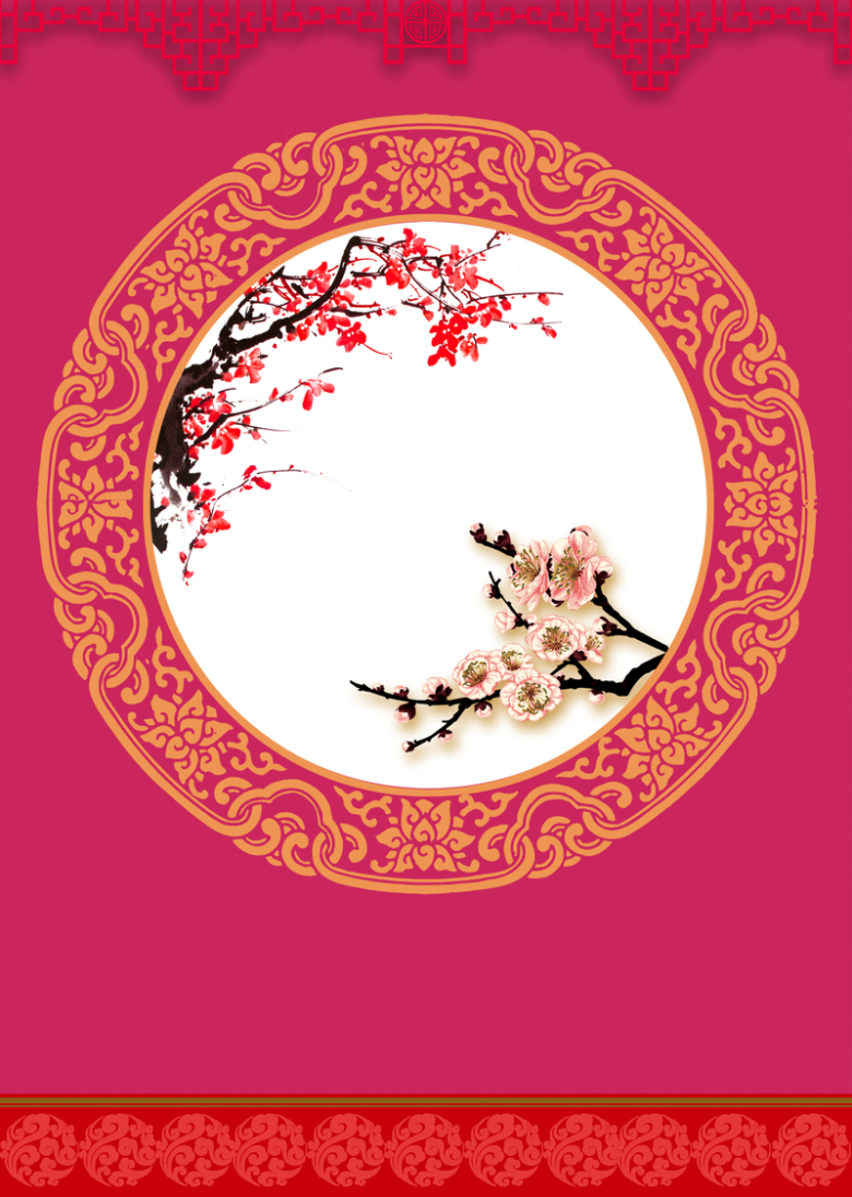 中国风红色古风花卉背景素材