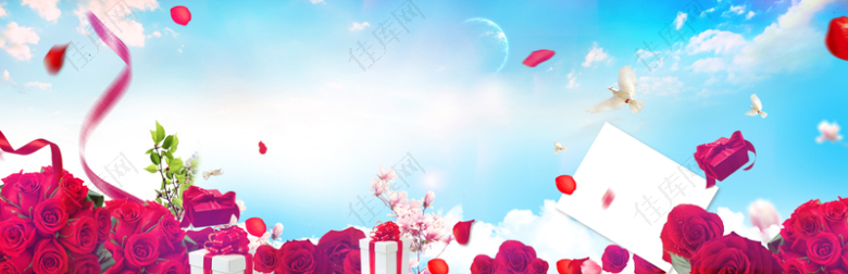情人节花瓣花朵礼物浪漫电商海报背景