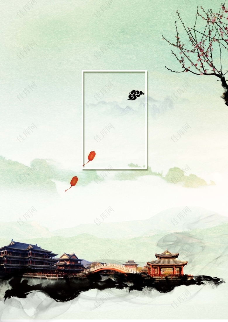 古风中国画海报背景素材