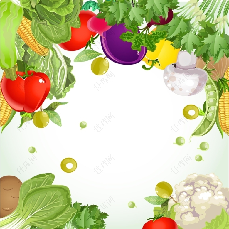 手绘蔬菜瓜果背景素材