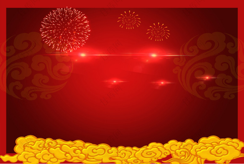 金币烟花新年节日背景